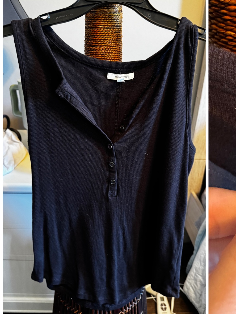 maurices black  Sleeveless Henley Tank Top